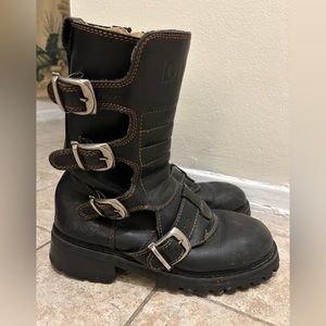 GBX Black Chunky Leather Boots with Straps / Buckles Men’s Size 7 (Women’s 9)